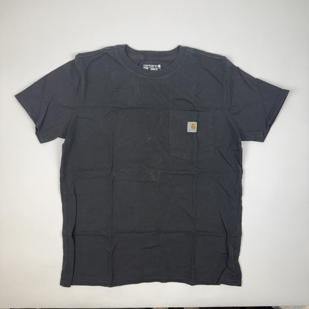 Womens Carhartt Iconic K87 Loose Fit Black Heavyweight Pocket T-Shirt Size M